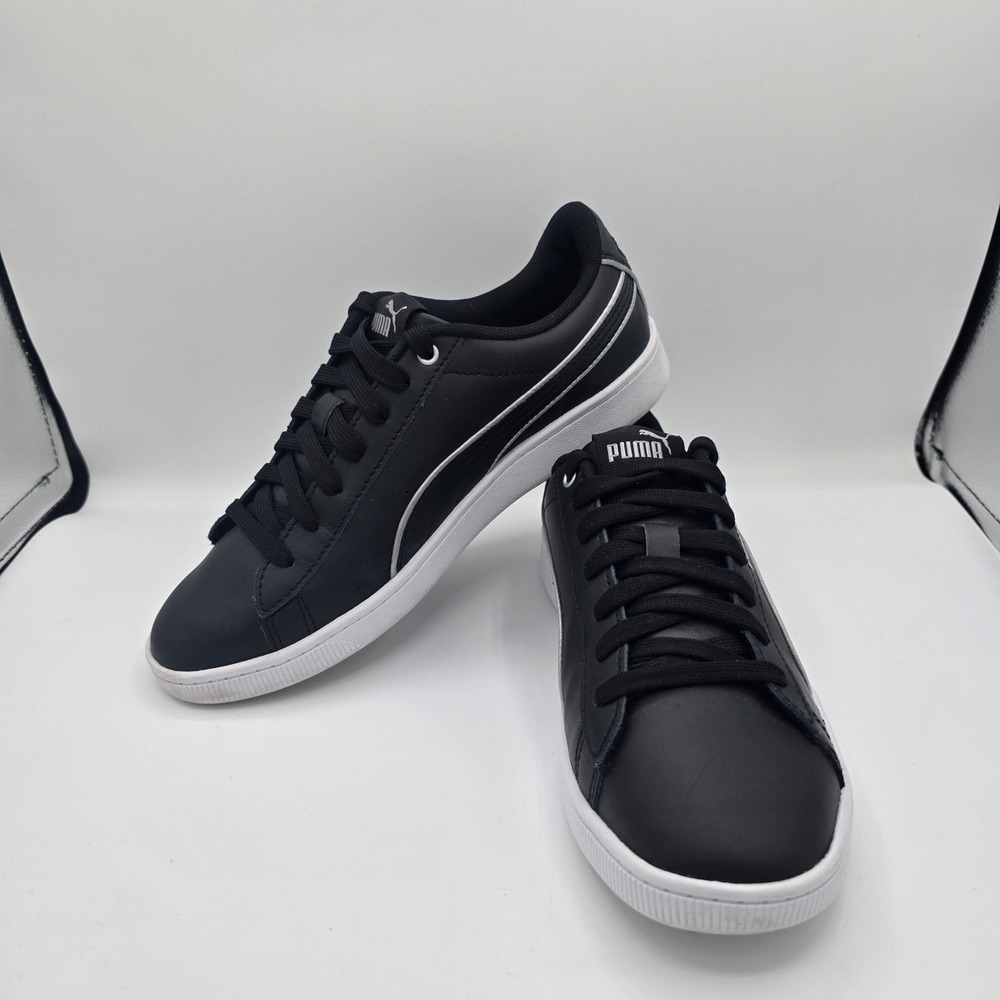 PUMA Vikky v2 Metallic Black Silver Sneakers Womens 6.5 Casual Shoes 374512-02
